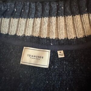7 Diamonds Navy and Cream Zip Up Sweater